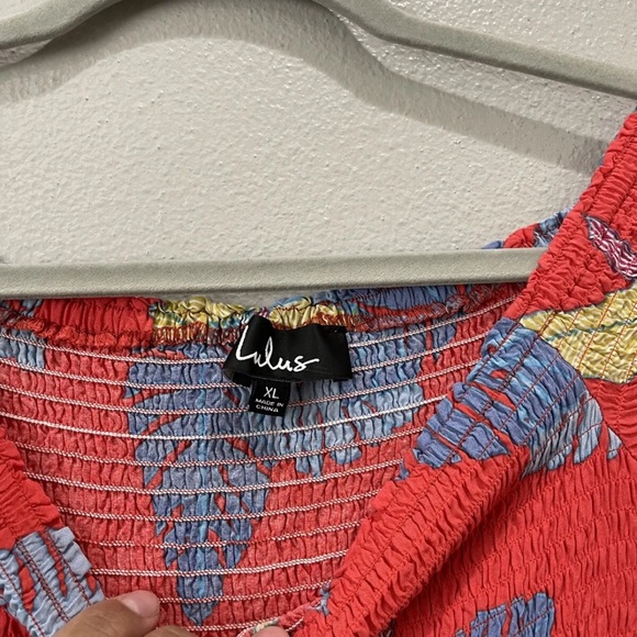 Lulu's Patsy Red Floral Leaf Dress, size XL - Picture 4 of 8